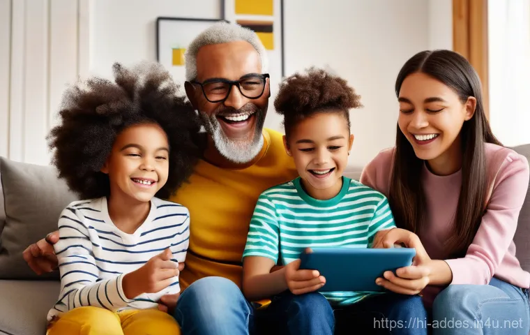 광고디자인 실무 스킬 업그레이드 - **Vibrant Digital Ad for Family Engagement:**
    "A diverse group of cheerful friends, including bo...