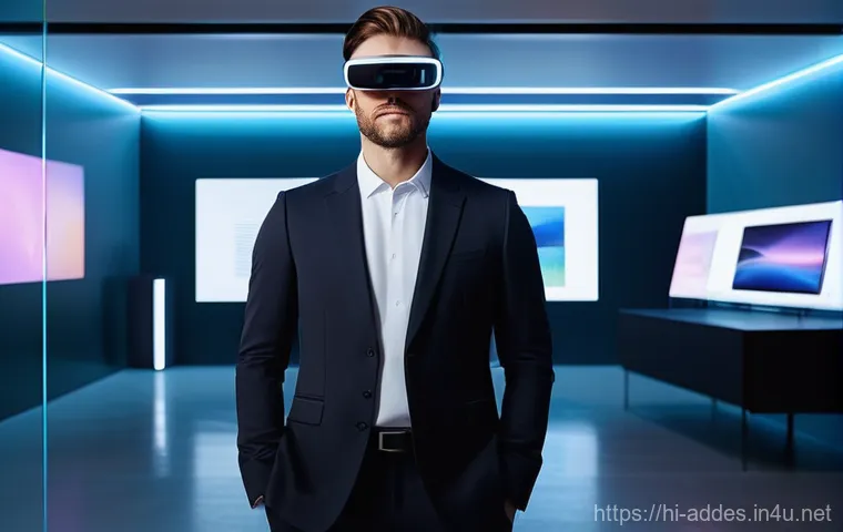 광고디자인 전문성을 높이는 학습법 - **Prompt 2: The Visionary Presenter**
    "A confident male UI/UX designer in his mid-30s, dressed i...