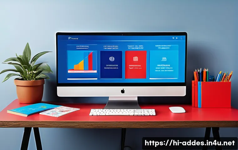 광고디자인 필수 중점 과목 - A vibrant and professional advertising design workspace featuring a modern computer screen displayin...